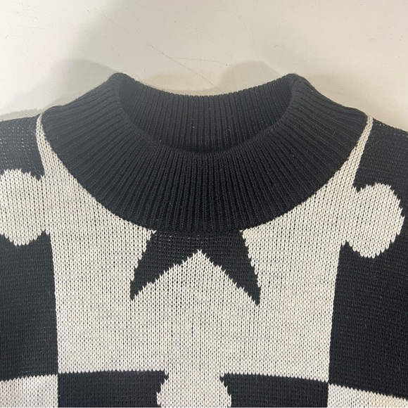 Carroll Elegance Wool Blend Crewneck Sweater Eclectic Monochrome Indie Sleeze L - Picture 6 of 14